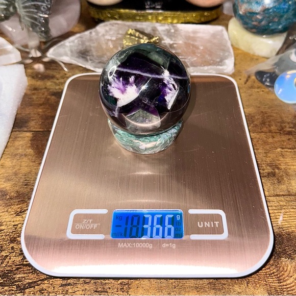 Feather Fluorite Sphere - Picture 3 of 3